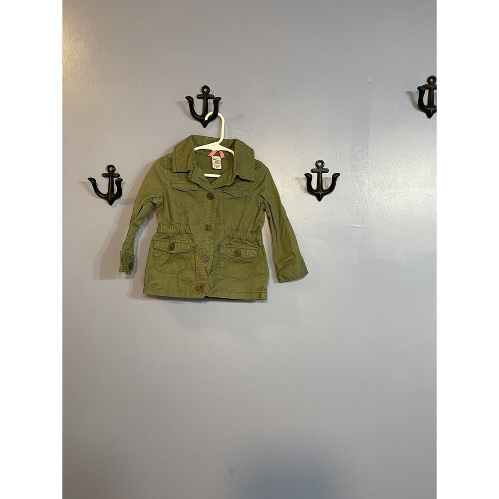 Carter's Girls Utility Jacket Size 2T Army Green with Pockets and Elastic Waist